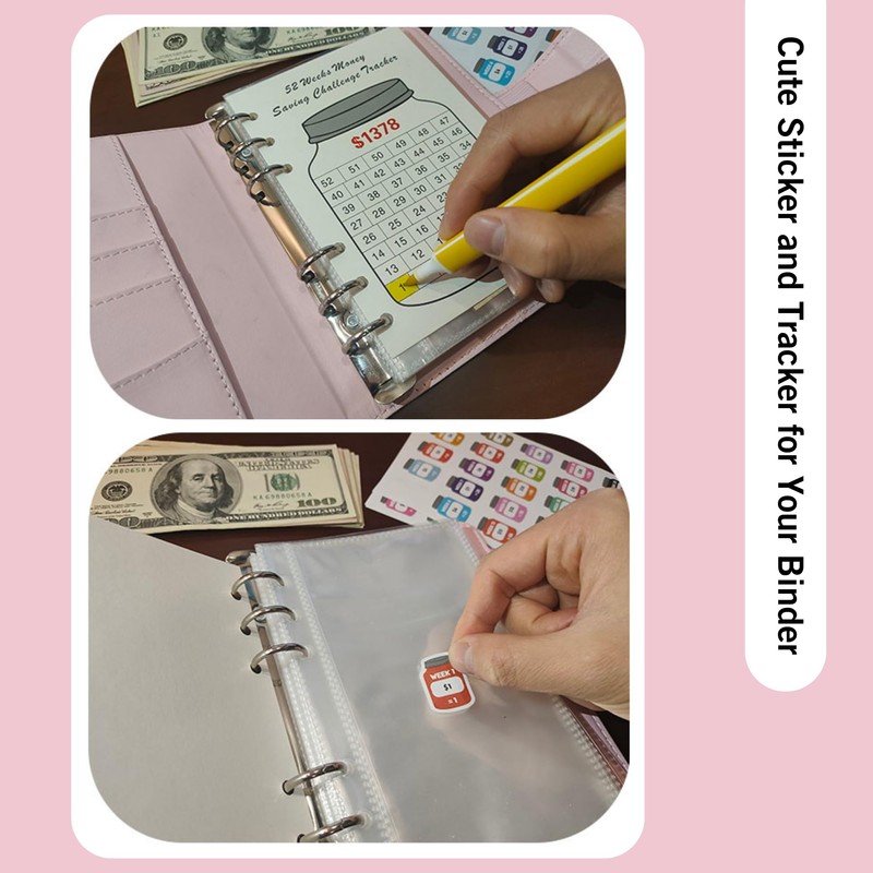 100 Envelopes Money Saving Challenge Stickers and Tracker, 52 Week