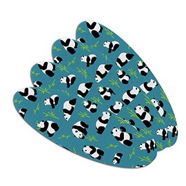 Panda and Bamboo Pattern Double-Sided Oval Nail File Emery Board Set 4 Pack