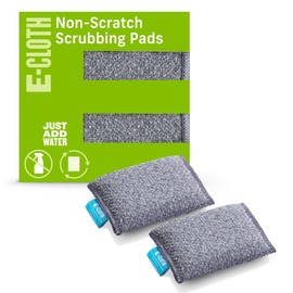 E-Cloth Non-Scratch Scrubbing Pads, Non-scratch Kitchen Scrub Sponge, Gray, 300 Wash Guarantee, 2 Pack