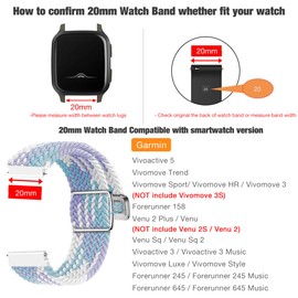 Abanen 20mm Braided Nylon Elastic Watch Bands for Garmin Vivoactive 5 / Venu Sq/Venu 2 Plus, Loop Soft Stretchy Wristband Strap with Magnetic Closure for Vivoactive 3/Vivomove Sport (Violet)