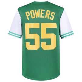 kioken Kenny Powers Jerseys #55 Myrtle Beach Mermen Baseball Jersey Button Down Shirt Movie Baseball Jersey for Mens (XXL, Green)