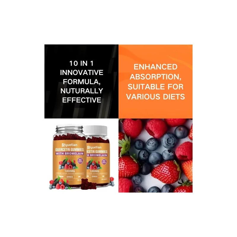 Riyuetian Quercetina Bromelina Zinc Vitamina C 60 Cpsulas , ,
