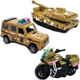 Army Toy Cars, Die Cast Military Truck Vehicles Toys for Kids, Army Truck, Tanks, Motocycle, Mini Car Set as Easter Basket Stuffers Gifts for Boys Girls