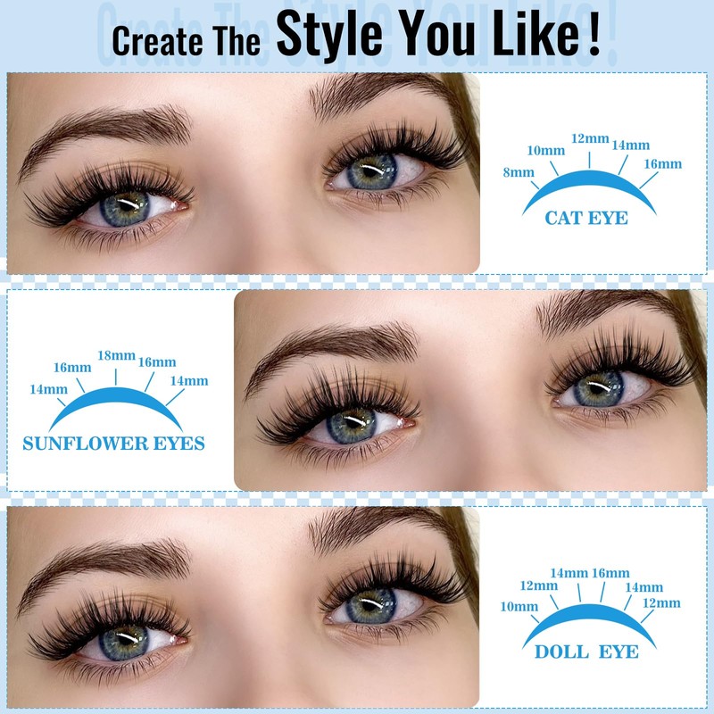 KEVKEV Lash Clusters 144 Pcs Eyelash Clusters Wispy Natural Cluster
