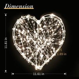 YiShine Valentines Table Lamp Battery Operated with Timer Functions Heart Shaped Twining Iron Wire Light Home Decor for Birthday Valentine's Gift Living Room Romantic Festival Decoration