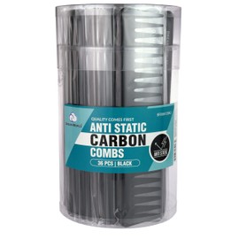 Dream World Anti Static Wide Tooth Carbon Combs Black 36 Pcs Jar