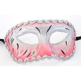 Griffin Trader Venetian Eye Mask Pink & Silver Costume Prom Party Mardi Gras