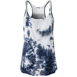 Hibelle Tank Top for Women Yoga Workout Running Tank Tops for Women Spaghetti Strap Racerback Athletic Womens Tank Tops Loose Fit Summer Casual Clothes 2025 Blue Tie Dye Medium