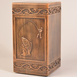 engmvwod Handmade Wooden Engraved Urn for Human Ashes 250lbs Adult Male Female Satin Bag Fishing Cremation urns Box