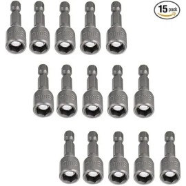 No Brand 15pcs Hex Magnetic Power 8mm 5/16 Socket Adapter Drill Bit Nut Driver Set 1/4