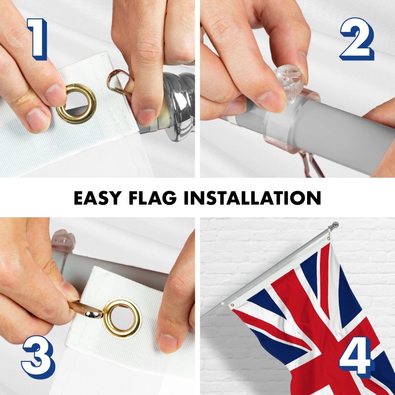 G128 NEW G128 United Kingdom Flag & Flagpole Set, 6FT