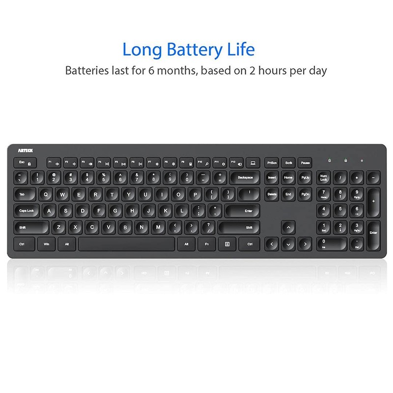Arteck 2.4G Wireless Keyboard Ultra Slim Full Size Keyboard with