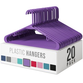 Clothes Hangers Plastic 20 Pack - Purple Plastic Hangers - Makes The Perfect Coat Hanger and General Space Saving Clothes Hangers for Closet - Percheros Ganchos para Colgar Ropa Hangars
