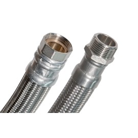 SFX® Reinforced Hose 30 cm DN25-1 Inch Nut x 1 Inch External Thread Sanitary Domestic Water Supply Drinking Water Hose Stainless Steel Braided Flexible Hose 300 mm