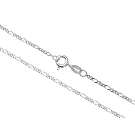 Aka Gioielli® - Diamond-coated Figaro Chain 1.7 mm 925 Sterling Silver Rhodium-Plated - Women's Men's Necklace Lengths: 40 45 50 55 60 70 cm, Sterling Silver