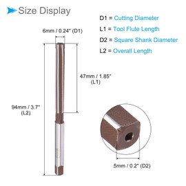 CoCud Hand Reamer, 6mm Cutting Diameter 8 Flutes H8, Alloy Steel Straight Shank Reaming Drill Bit - (Applications: for Aluminum Iron Copper Plastic Wood)