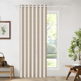 HMYI Pinch Pleated Look Full Blackout Curtains Faux Linen Blended Curtains 84 inch Length for Bedroom, Dining, Living Room, 1 Panel, W52 x L84, Sand