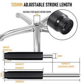Class 4 Office Chair Gas Lift Cylinder, 5.3" Stroke, 1000 lb Capacity