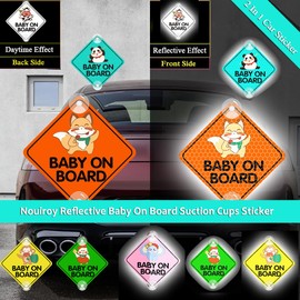 Nouiroy Luminous Baby On Board Sticker for Cars, Reflective Cute Monkey Baby in Car Decals with Suction Cups,Double-Side Printing PVC Car Sign Stickers for Car, Trucks, SUV (Double-Side Monkey)