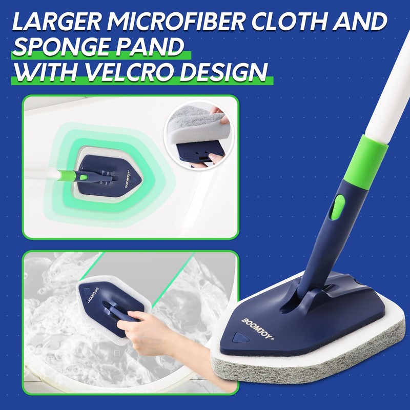 BOOMJOY 4 in 1 Shower Cleaning Brush, 58" Extendable Tub