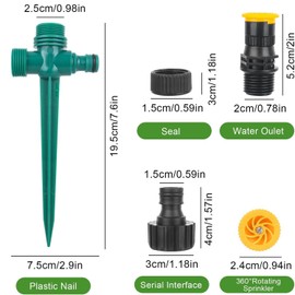 Pack of 4 Garden Lawn Sprinklers, 360 Degree Rotating Garden Sprinkler, Automatic Watering Garden Sprinkler for Outdoor, Garden, Yard, Lawn (Green)