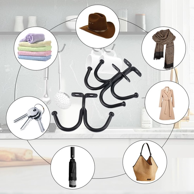 Pack of 10 Cup Holder Hooks Under Cupboard, 85 mm