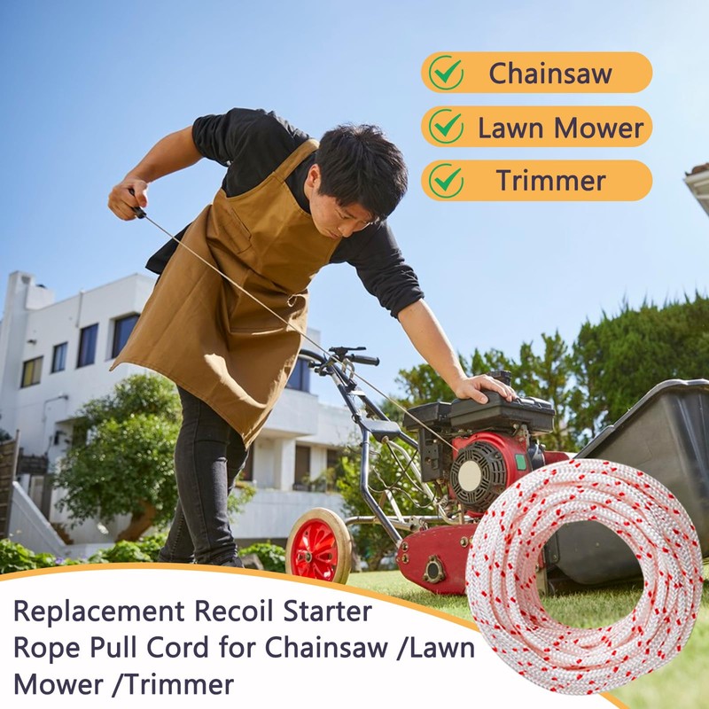 Klfte Recoil Starter Rope Pull Cord 5.0mm 12-Meter/40ft for Lawn