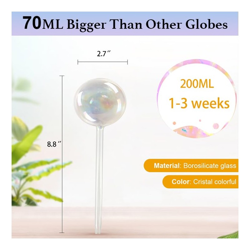 E-feilai - Large Glass Watering Globes for Gift, Self-Watering Bulbs