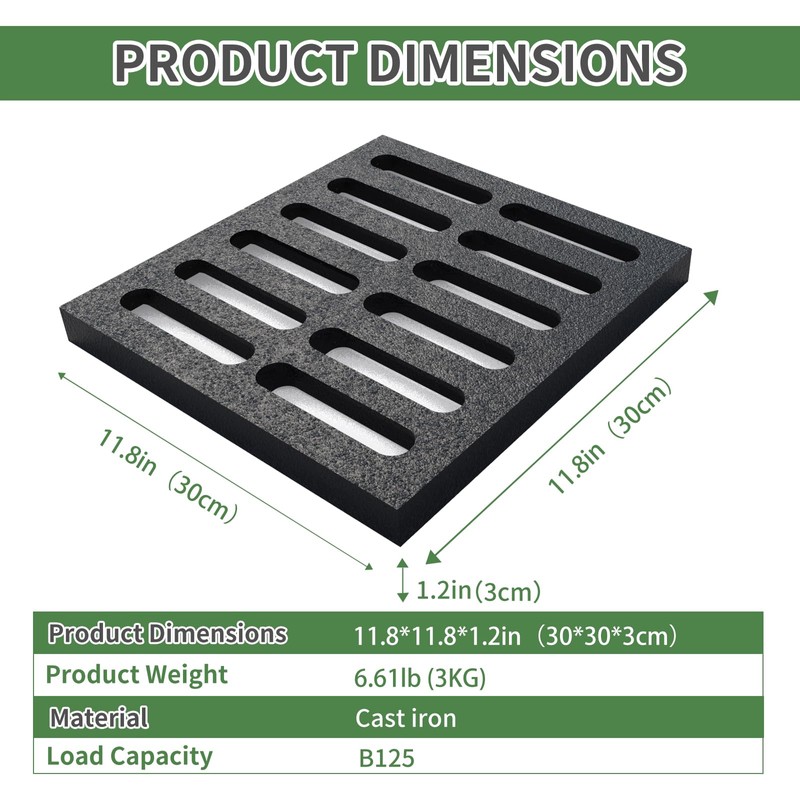 Cast Iron Drain Grate, 20 * 20in Heavy Duty Outdoor