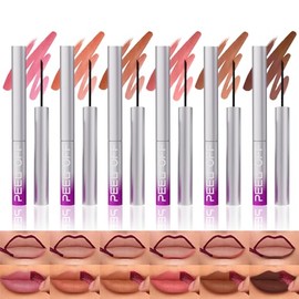 LANGMANNI Juego de 6 delineadores de labios despegables, manchas de labios, de larga duración, impermeables y a prueba de manchas, con mango ergonómic