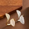 Crystal Leaf Statement Ring for Women Shiny Cubic Zirconia Wrap