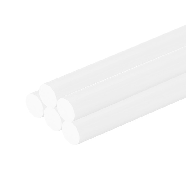 sourcing map 5 Pcs White Plastic Rods 6 x 250mm