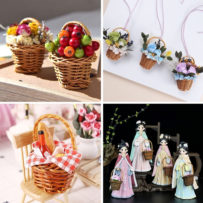 LATRAT Pack of 10 Braided Flower Basket, Fruit Basket, Cable