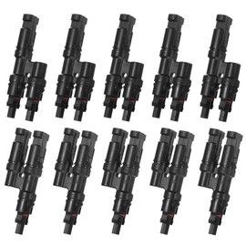 M METERXITY 5-Pair Solar Panel Connector 2 to 1 T Branch Parallel Adapter 2 Way 1500V IP67 Solar Panel Splitter for Parallel Connection Solar Panel Cable Splitter Coupler [M/FF & F/MM]