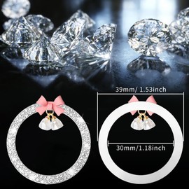 YYTQP Cute Bow Bling Car Engine Stop Decoration Ring, 1 PC Crystal Rhinestone Car Button Start Button Cover, Shiny Key Ignition and Knob Ring, Bling Car Accessories for Women (White)