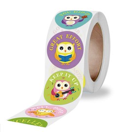 luosh 500Piece/Roll Cartoon Animal Owl School Teacher Motivate Students Reward Stickers