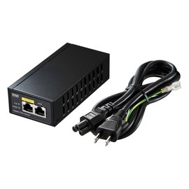 Sanwa Supply LAN-GIHINJ2 PoE Injector, IEEE 802.3af/at, Gigabit Compatible, AUTO-MDIX Function