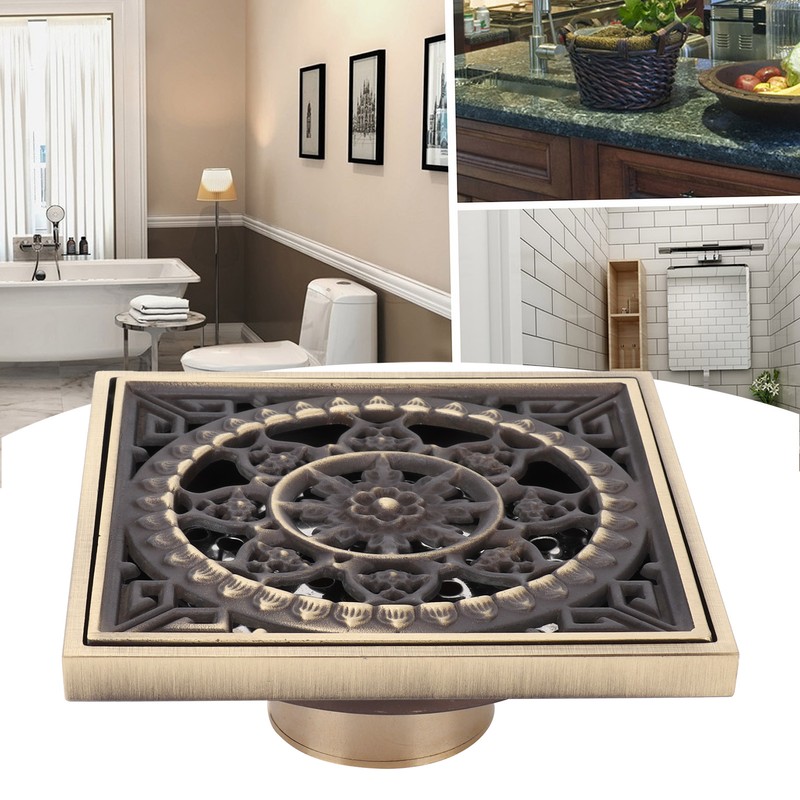 Floor Drain European Style Antique Bathroom Copper Drain Set for