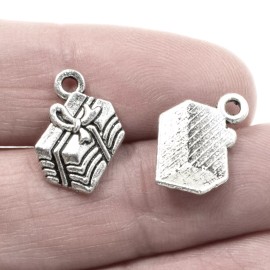 Hackberry Creek Silver Gift Charms, Metal Christmas Birthday Present Charms 10/Pkg