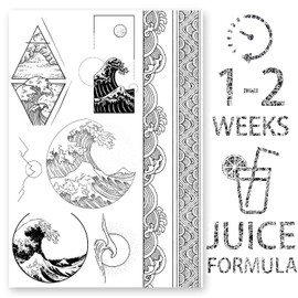 AWAKEN Fake Temporary Tattoos Men's Arm Breast Sticker Plant Based Waterproof Hard 1-2 Weeks Wave Kanagawa Ukiyoe Japanese Sea (Design 6)