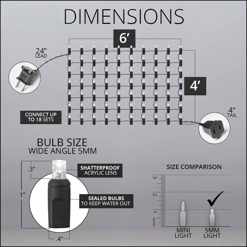 Set of 100 LED Cool White Net Lights – Christmas