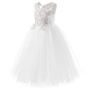 Fancy Sequin Beaded Girls Pageant Ball Gown Lace V Back