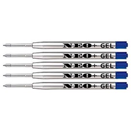 Quality Ballpoint Gel Metal Pen Refills, 5 Pieces, Fine Point 0.5mm, Blue Gel Ink. Compatible with Parker Ball Pen (5 x Blue Gel Ink)