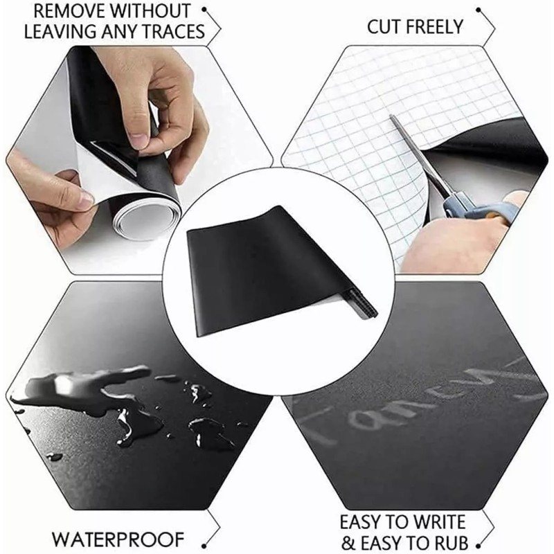 Ugaaiya Pizarron Vinil Blanco O Negro Adherible 200x45cm Lavable