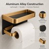 Aluminum Toilet Paper Holder with Shelf – No-Drill Black Gold