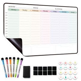 MCCORL Magnetic Fridge Planner,Weekly Planner Whiteboard with Time Slots,Family Planner/Chores Chart,Food Planner,Reminder and Memo Board, wipeable (Monday to Sunday)