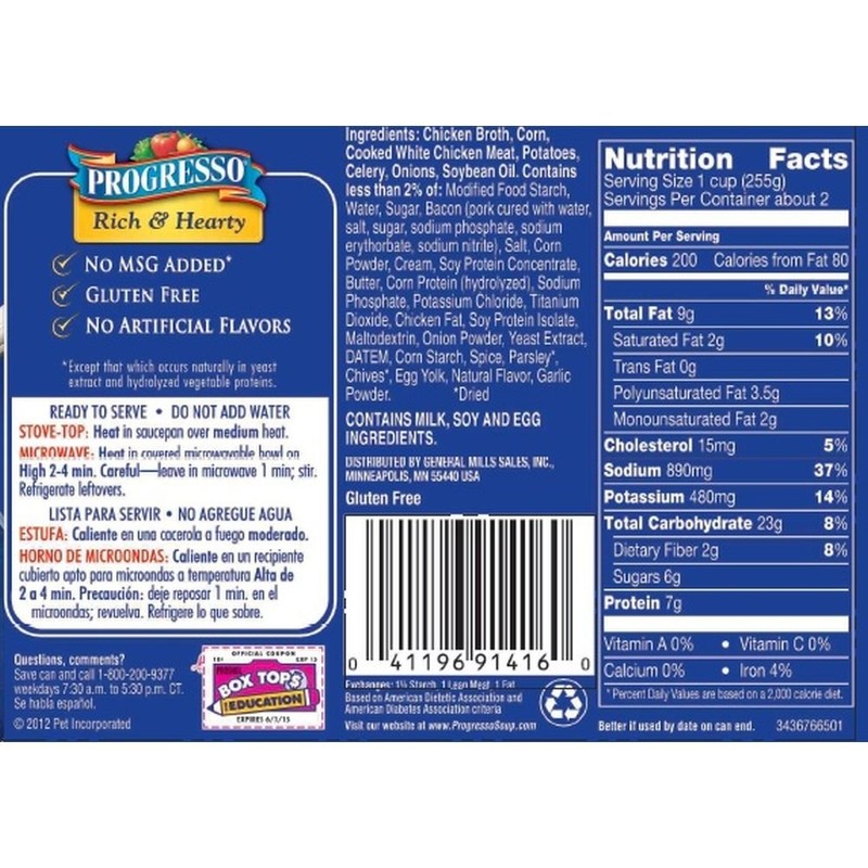 Progresso Rich & Hearty, Chicken Corn Chowder Soup, 18.5 oz