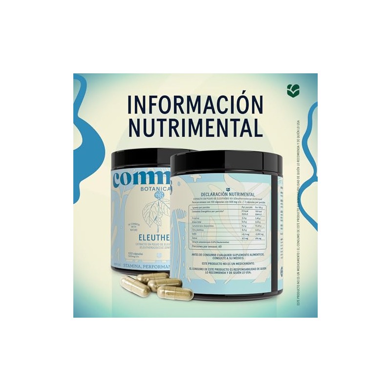 Commons Eleuthero - Adaptógenos - Suplemento Natural - Energía y