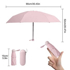 YZDZSW Compact Umbrella, 6 Ribs Pocket Umbrella, Sun Protection Umbrella, Outdoor UV Folding Umbrella for Sun and Rain (Pink), pink