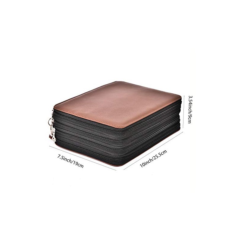 Becho Multifunction Zipper Soft Leather Pencil Case with Multi-Layer Zipper